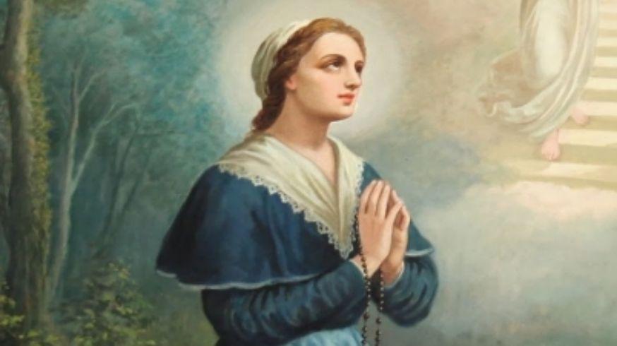 Ilustração realista de Santa Ângela de Mérici orando